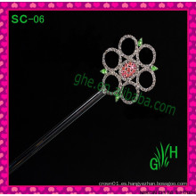 Scepter al por mayor del rey de la princesa de la princesa del rhinestone de la belleza